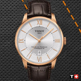 Buy Shop Tissot Chemin Des Tourelles Powermatic 80 Silver Dial Brown Leather Strap Watch For Men - T099.407.36.038.00 USA Online