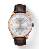 Buy Shop Tissot Chemin Des Tourelles Powermatic 80 Silver Dial Brown Leather Strap Watch For Men - T099.407.36.038.00 USA Online