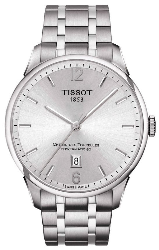 Buy Shop Tissot Chemin Des Tourelles Powermatic 80 Silver Dial Silver Steel Strap Watch For Men - T099.407.11.037.00 USA Online