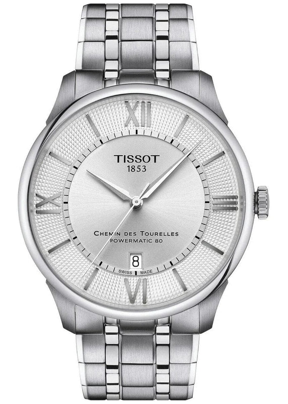 Buy Shop Tissot Chemin Des Tourelles Powermatic 80 Silver Dial Silver Steel Strap Watch for Men - T139.407.11.038.00 USA Online
