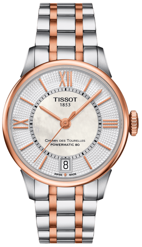 Buy Shop Tissot Chemin des Tourelles Powermatic 80 Silver Dial Two Tone Steel Strap Watch for Men - T099.407.22.038.02 USA Online