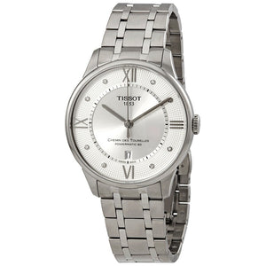 Buy Shop Tissot Chemin Des Tourelles Powermatic 80 Diamonds Silver Dial Silver Steel Strap Watch for Men - T099.407.11.033.00 USA Online