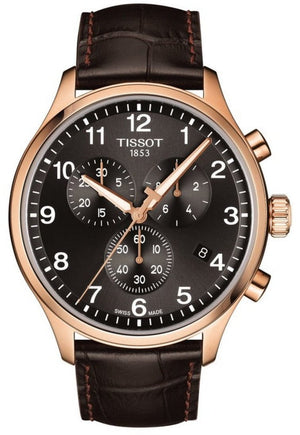 Buy Shop Tissot Chrono XL Black Dial Brown Leather Strap Watch For Men - T116.617.36.057.01 USA Online