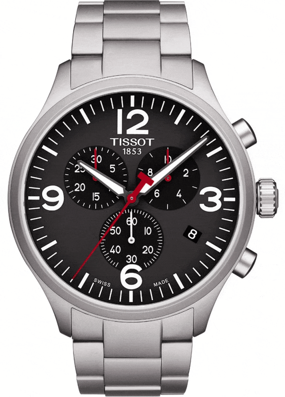 Buy Shop Tissot Chrono XL Black Dial Silver Steel Strap Watch For Men - T116.617.11.057.00 USA Online