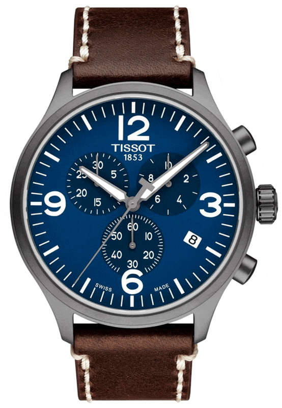 Buy Shop Tissot Chrono XL Blue Dial Brown Leather Strap Watch For Men - T116.617.36.047.00 USA Online
