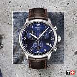 Buy Shop Tissot Chrono XL Classic Blue Dial Brown Leather Strap Watch For Men - T116.617.16.047.00 USA Online