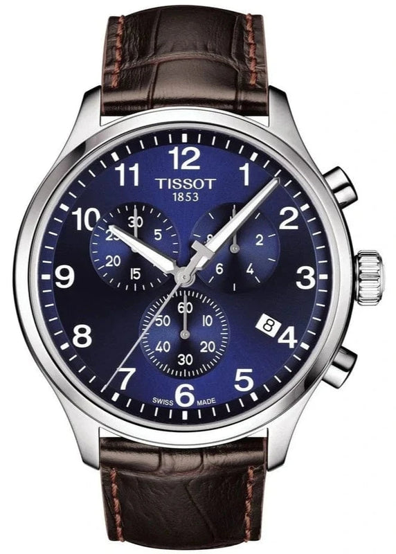 Buy Shop Tissot Chrono XL Classic Blue Dial Brown Leather Strap Watch For Men - T116.617.16.047.00 USA Online