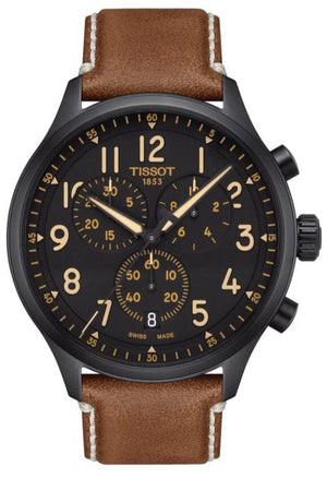 Buy Shop Tissot Chrono XL Quartz Black Dial Brown Leather Strap Watch For Men - T116.617.36.052.03 USA Online
