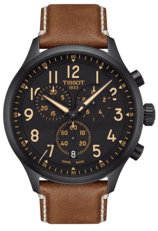 Buy Shop Tissot Chrono XL Quartz Black Dial Brown Leather Strap Watch For Men - T116.617.36.052.03 USA Online