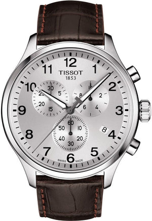 Buy Shop Tissot Chrono XL Silver Dial Brown Leather Strap Watch For Men - T116.617.16.037.00 USA Online