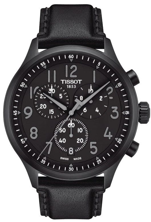 Buy Shop Tissot Chrono XL Vintage Black Dial Black Leather Strap Watch For Men - T116.617.36.052.00 USA Online