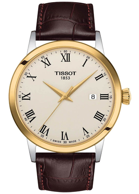 Buy Shop Tissot Classic Dream Ivory Dial Brown Leather Strap Watch for Men - T129.410.26.263.00 USA Online
