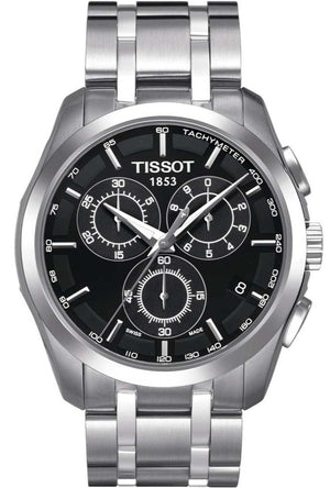 Buy Shop Tissot Couturier Chronograph Black Dial Silver Steel Strap Watch For Men - T035.617.11.051.00 USA Online