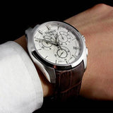 Buy Shop Tissot Couturier Chronograph White Dial Brown Leather Strap Watch For Men - T035.617.16.031.00 USA Online