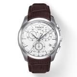 Buy Shop Tissot Couturier Chronograph White Dial Brown Leather Strap Watch For Men - T035.617.16.031.00 USA Online