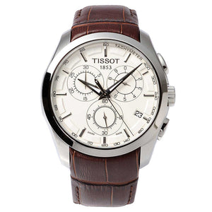 Buy Shop Tissot Couturier Chronograph White Dial Brown Leather Strap Watch For Men - T035.617.16.031.00 USA Online