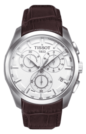 Buy Shop Tissot Couturier Chronograph White Dial Brown Leather Strap Watch For Men - T035.617.16.031.00 USA Online