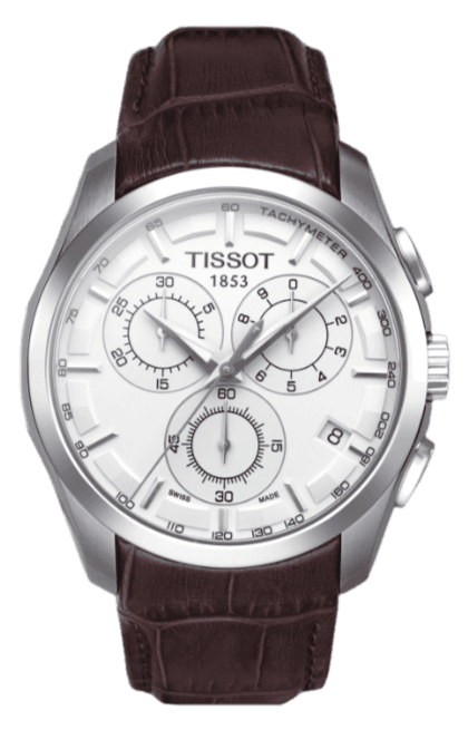 Buy Shop Tissot Couturier Chronograph White Dial Brown Leather Strap Watch For Men - T035.617.16.031.00 USA Online