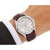 Buy Shop Tissot Couturier Chronograph White Dial Brown Leather Strap Watch For Men - T035.617.16.031.00 USA Online
