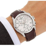 Buy Shop Tissot Couturier Chronograph White Dial Brown Leather Strap Watch For Men - T035.617.16.031.00 USA Online