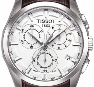Buy Shop Tissot Couturier Chronograph White Dial Brown Leather Strap Watch For Men - T035.617.16.031.00 USA Online