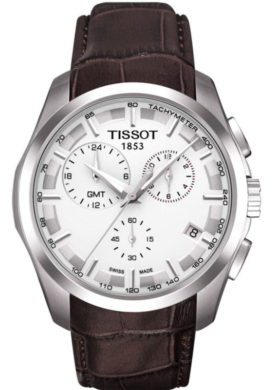 Buy Shop Tissot Couturier Chronograph White Dial Brown Leather Strap Watch For Men - T035.617.16.031.00 USA Online