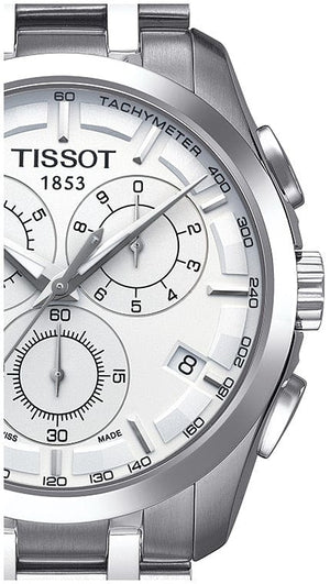 Buy Shop Tissot Couturier Chronograph White Dial Silver Steel Strap Watch For Men - T035.617.11.031.00 USA Online