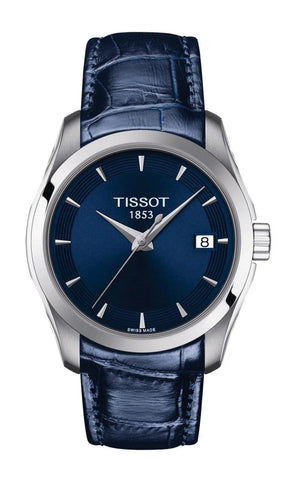 Buy Shop Tissot Couturier Lady Blue Dial Blue Leather Strap Watch for Women - T035.210.16.041.00 USA Online
