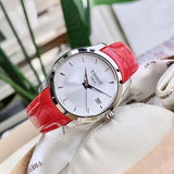 Buy Shop Tissot Couturier Lady Silver Dial Red Leather Strap Watch for Women - T035.210.16.031.01 USA Online