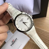 Buy Shop Tissot Couturier Lady Silver Dial White Leather Strap Watch For Women - T035.210.16.011.00 USA Online