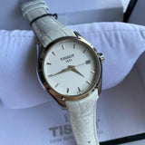 Buy Shop Tissot Couturier Lady Silver Dial White Leather Strap Watch For Women - T035.210.16.011.00 USA Online