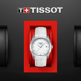 Buy Shop Tissot Couturier Lady Silver Dial White Leather Strap Watch For Women - T035.210.16.011.00 USA Online