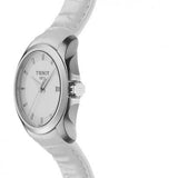 Buy Shop Tissot Couturier Lady Silver Dial White Leather Strap Watch For Women - T035.210.16.011.00 USA Online