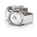 Buy Shop Tissot Couturier Lady Silver Dial White Leather Strap Watch For Women - T035.210.16.011.00 USA Online