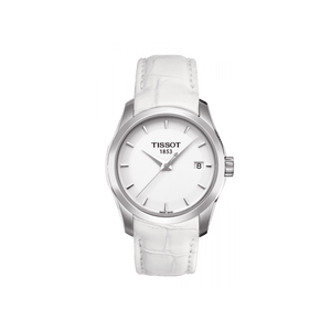 Buy Shop Tissot Couturier Lady Silver Dial White Leather Strap Watch For Women - T035.210.16.011.00 USA Online