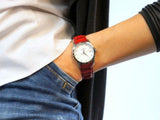 Buy Shop Tissot Couturier White Dial Red Leather Watch For Women - T035.210.16.011.01 USA Online