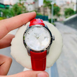 Buy Shop Tissot Couturier White Dial Red Leather Watch For Women - T035.210.16.011.01 USA Online