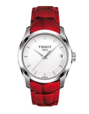Buy Shop Tissot Couturier White Dial Red Leather Watch For Women - T035.210.16.011.01 USA Online