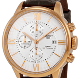 Buy Shop Tissot Des Tourelles Chronograph Silver Dial Brown Leather Strap Watch For Men - T099.427.36.038.00 USA Online