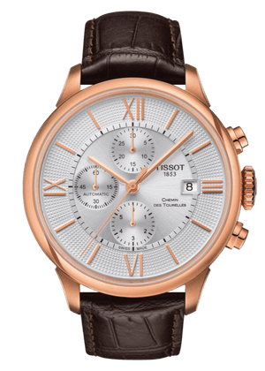 Buy Shop Tissot Des Tourelles Chronograph Silver Dial Brown Leather Strap Watch For Men - T099.427.36.038.00 USA Online