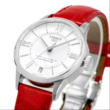 Buy Shop Tissot Chemin Des Tourelles Powermatic 80 Mother of Pearl White Dial Red Leather Strap Watch For Women - T099.207.16.118.00 USA Online