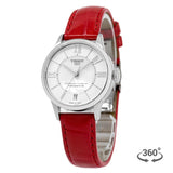 Buy Shop Tissot Chemin Des Tourelles Powermatic 80 Mother of Pearl White Dial Red Leather Strap Watch For Women - T099.207.16.118.00 USA Online