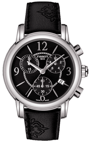 Buy Shop Tissot Dressport Chronograph Black Dial Black Leather Strap Watch for Women - T050.217.17.057.00 USA Online