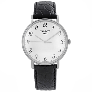 Buy Shop Tissot Everytime Desire Medium White Dial Black Leather Strap Watch For Men - T109.410.16.032.00 USA Online