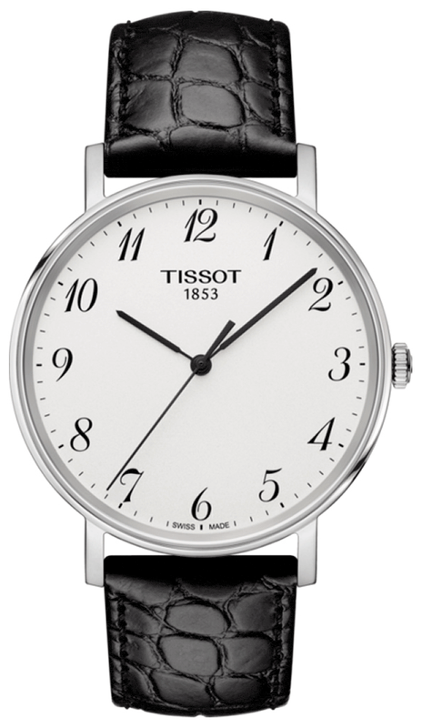 Buy Shop Tissot Everytime Desire Medium White Dial Black Leather Strap Watch For Men - T109.410.16.032.00 USA Online