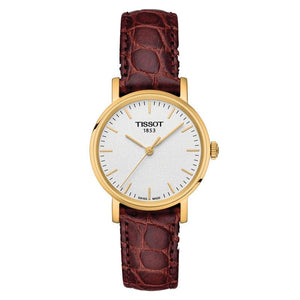 Buy Shop Tissot Everytime Desire Small White Dial Maroon Leather Strap Watch For Women - T109.210.36.031.00 USA Online