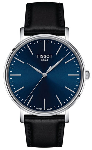 Buy Shop Tissot Everytime Gent Blue Dial Black Leather Strap Watch for Men - T143.410.16.041.00 USA Online