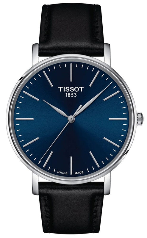 Buy Shop Tissot Everytime Gent Blue Dial Black Leather Strap Watch for Men - T143.410.16.041.00 USA Online