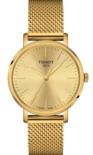 Buy Shop Tissot Everytime Gent Gold Dial Gold Mesh Bracelet Watch for Men - T143.410.33.021.00 USA Online