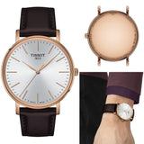 Buy Shop Tissot Everytime Gent Silver Dial Brown Leather Strap Watch for Men - T143.410.36.011.00 USA Online